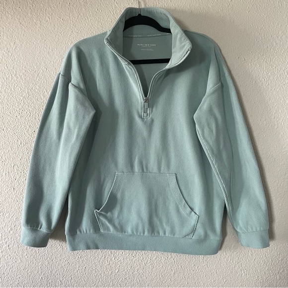Andrew Marc Sweaters - Marc New York by Andrew Marc Women’s S Jade Green Ribbed 1/4 Zip Cozy Pullover